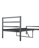 Simplie Fun Metal Platform Bed frame with Headboard, Sturdy Metal Frame, No Box Spring Needed(Twin)
