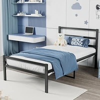 Simplie Fun Metal Platform Bed frame with Headboard, Sturdy Metal Frame, No Box Spring Needed(Twin)