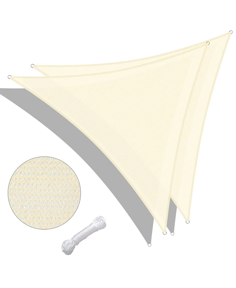 2 Pack 20 Ft 97% Uv Block Triangle Sun Shade Sail Canopy Cover Net Outdoor Patio