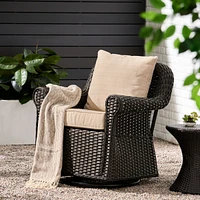 Wicker Swivel Rocking Chair Cozy Outdoor Relaxation and Comfort