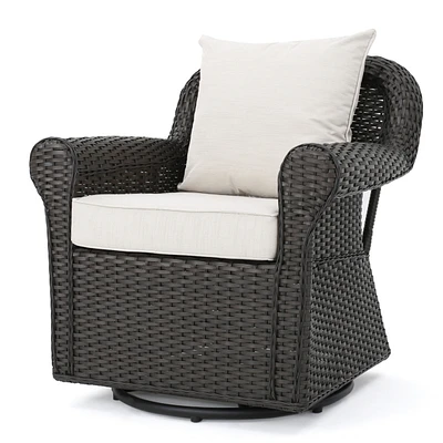 Wicker Swivel Rocking Chair Cozy Outdoor Relaxation and Comfort