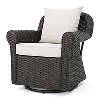 Wicker Swivel Rocking Chair Cozy Outdoor Relaxation and Comfort