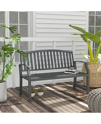 Simplie Fun Slatted Outdoor Bench for Two Comfortable Park Bench Style for Porch, Patio or Balcony