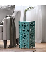 Vibrant Sunburst Cut Out Side Table for Patio Entertaining