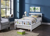 Twin Bed with Trundle, Platform Bed Frame with Headboard and Footboard, for Bedroom Small Living Space, No Box Spring Needed, White