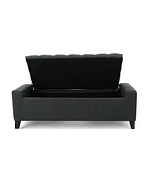 Stylish Dark Grey Storage Ottoman with Tufted Top