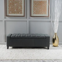 Streamdale Furniture Stylish Dark Grey Storage Ottoman with Tufted Top