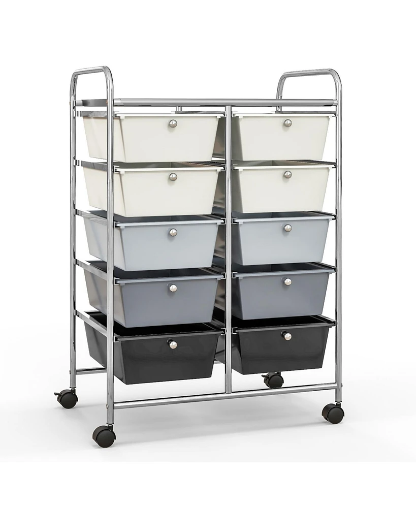 Slickblue 10-Drawer Rolling Storage Cart