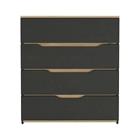 Zoe Dresser, Superior Top, Four Drawers - Black Light Oak