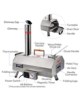 12" Rotatable Outdoor Pizza Oven - Portable and Stainless