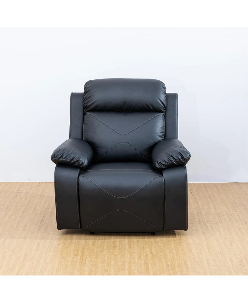 Simplie Fun Black Leather Recliner Chair for Living Room or Home Theater