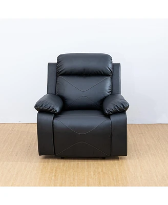 Simplie Fun Black Leather Recliner Chair for Living Room or Home Theater