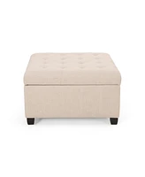 Simplie Fun Chic Waffle-Stitch Storage Ottoman Unclutter in Style