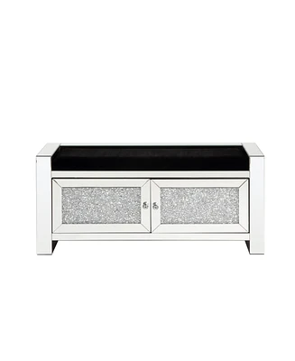 Simplie Fun Noralie Bench W/Storage Mirrored & Faux Diamonds