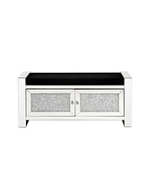 Simplie Fun Noralie Bench W/Storage Mirrored & Faux Diamonds