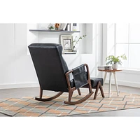 Streamdale Furniture Rocking Chair With Ottoman, Mid-Century Modern Upholstered Fabric Rocking Armchair, Rocking