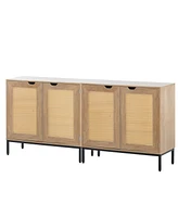 Simplie Fun Rustic Accent Storage Cabinet - 2 Rattan Doors