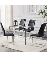 Streamdale Furniture Modern Pu Leather Dining Chairs with Metal Legs | Easy Assembly