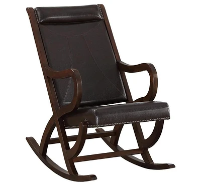 Simplie Fun Triton Rocking Chair in Espresso Pu & Walnut