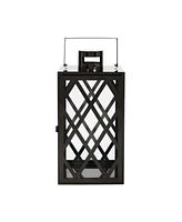 Streamdale Furniture Modern Stainless Steel and Tempered Glass Lantern with X-Frame Design