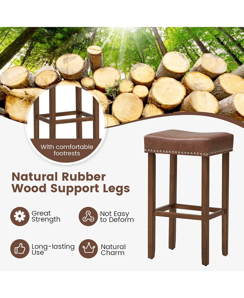 Slickblue Upholstered Bar Stools Set of 2 with Footrests for Counter