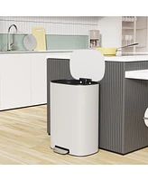 Stainless Steel 13 Gallon Kitchen Trash Can - White