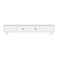 Contemporary Sleek Tv Stand with Glass-Front Cabinet and Drawers