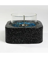 Simplie Fun Tabletop Fire Pit with Glass Wind Guard