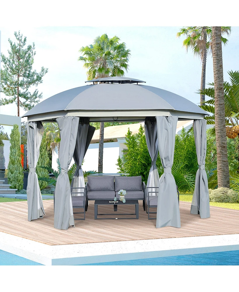 Streamdale Furniture Elegant 12x12 Pavilion with Curved Canopy for Outdoor Gatherings