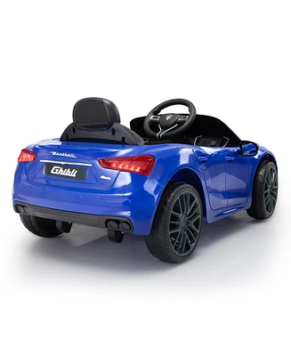 Simplie Fun Maserati Ghibli-licensed 12V Kids Ride on Car with Remote Control, Music and Lights,Blue