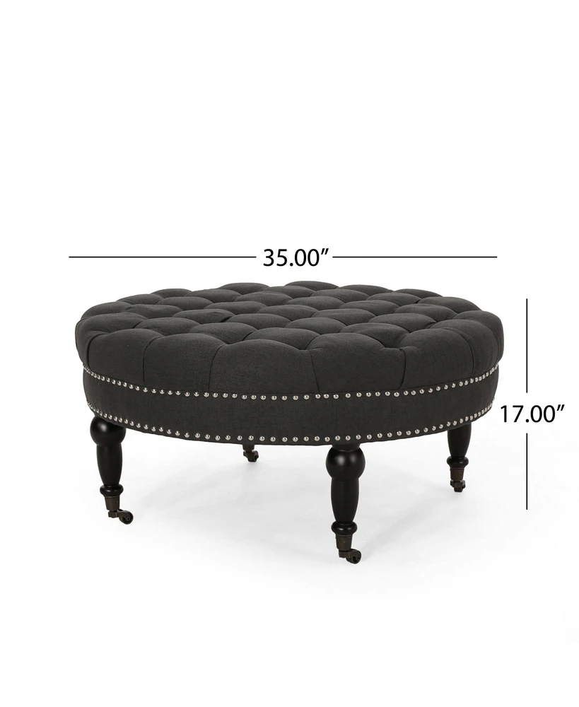 Simplie Fun Stylish Upholstered Ottoman with Nailhead Trim, Diamond Stitching