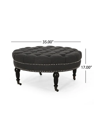 Simplie Fun Stylish Upholstered Ottoman with Nailhead Trim, Diamond Stitching