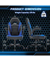 Streamdale Furniture Ergonomic Flipable Armrest Pu Leather Gaming Chair with S Curve Support