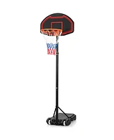 Slickblue Adjustable Kids' Basketball Hoop Stand with Durable Net and Wheel