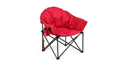 Slickblue Oversized Folding Camping Moon Chair with Cup Holder