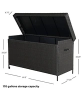 Mondawe 170 Gallon Deck Storage Box Deck Box Outdoor Storage Box Indoor Wicker Storage Bin Patio Storage Box for Patio Furniture Cushions Toys Garden