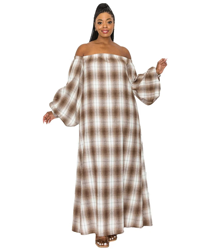 L I V D Plus Zoe Flannel Maxi Dress