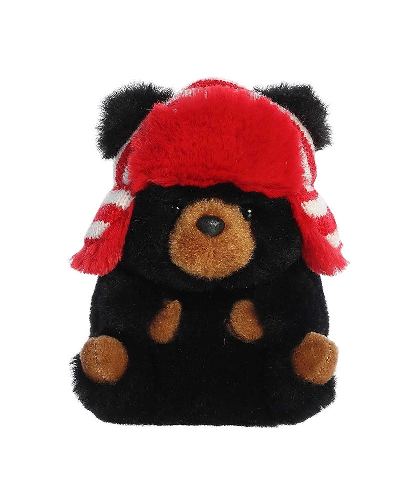 Aurora Mini Blake Black Bear Rolly Pet Festive Plush Toy Black 4"