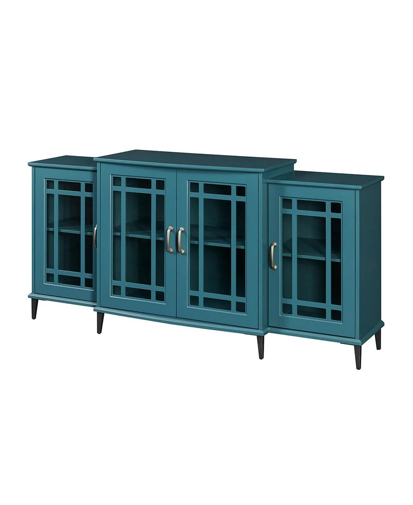 Simplie Fun 62" Tv Stand, Buffet Sideboard Cabinet, Teal Blue