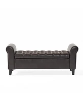 Streamdale Furniture Contemporary Diamond Tufted Storage Ottoman with Rolled Arms