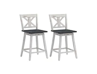 Slickblue Set of 2 Swivel Counter Height Bar Stools with Solid Wood Legs