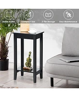 Costway 2-Tier Nightstand End Side Table Coffee Wooden Legs Bedroom