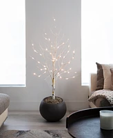 Nearly Natural 4ft. Pre-Lit Artificial White Birch Tree with 51 White Led Lights