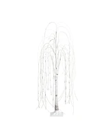 Nearly Natural 4ft. Pre-Lit Artificial White Weeping Willow Tree with 120 Warm White Led Lights