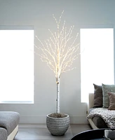 Nearly Natural 6ft. Pre-Lit Artificial White Birch Tree with 400 Color Changing Led Lights