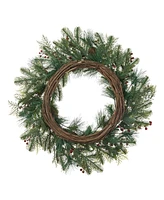 Glitzhome 24 D Christmas Pinecone Berry Wreath