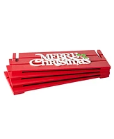 Glitzhome L Red Merry Christmas Wooden Crate Tree Collar