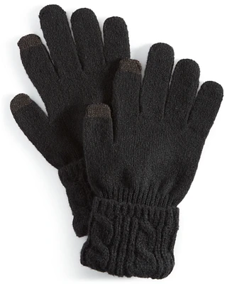 Style & Co Solid Color Cable Knit Tech Gloves, Created for Macy's