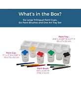 ECR4Kids Large Trilingual Paint Cups and Brushes, Art Set, Assorted, 12 Sets