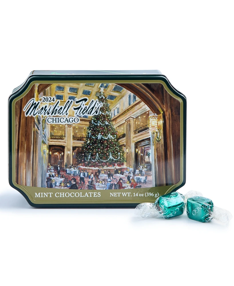 Frango Chocolates Marshall Field's Holiday Walnut Room Tin Milk Mint Chocolates, 14 Oz